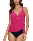 Magicsuit Womens Winnie Cowl Neck Underwire Tankini Swim Top Ruby Pink 12