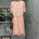 Tommy Hilfiger Womens Tie Front Printed Capelet Fit & Flare Dress Coral Pink 8