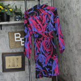 Tahari ASL Womens Printed Faux-Wrap Dress DEM643-T4 Black Cobalt 6