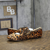 A New Day Velvet Mary Jane Flats with Crisscross Straps Leopard Brown Multi 7.5M