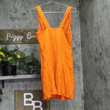 Bar III Womens Mini Linen Blend Dress Lined Bright Orange S