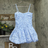Aqua Womens Rose Bud Gathered Mini Babydoll Dress IDO14115 Blue Multi S
