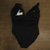 Bleu By Rod Beattie Plus Size Key Item Plunge Plunging-Neck Swimsuit Black 20W