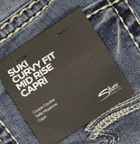 Silver Jeans Co. Suki Mid Rise Curvy Fit Capri Jeans Indigo Blue 20W
