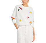Aqua Womens Fruit Embroidered Sweatshirt PV-T80268A White L