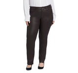 NYDJ Size Marilyn Coated High Rise Straight Leg Jeans Cordovan Purple Brown 18W