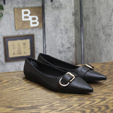 A New Day Womens Valentina Pointed Toe Buckle Ballet Flats 94462478 Black 6.5M