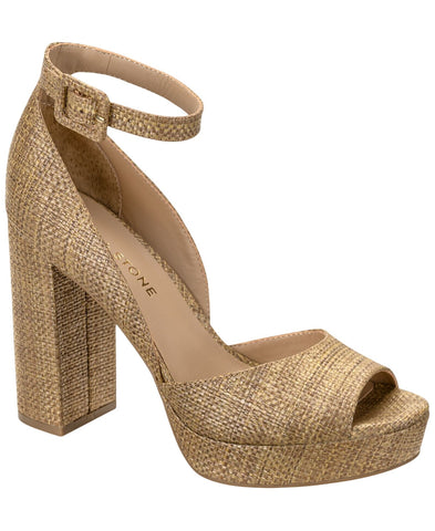 Sun + Stone Reemaa Block-Heel Platform Sandals Open Toe Gold Yellow 9M