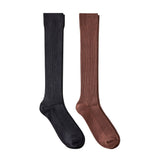 Auden Ribbed Ultra Soft Everyday Knit 2 Pack Knee High Socks Black / Brown 4-10