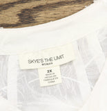 Skye's The Limit Textured Leaf Woven Blouse with Tie Neck White 2X