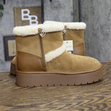 Universal Thread Luma Shearling-Lined Platform Boots 94661329 Brown 9M