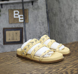 Arezzo Womens Mila Slip-On Flatform Sandals Natural Brown 7.5M