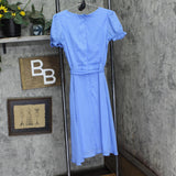 Ny Collection Womens Petite Short Sleeve Belted Swiss Dot Dress Sky Blue PM