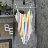 Andie Amalfi Striped Scoop-Neck One-Piece Swimsuit Rainbow Stripe Multi XS