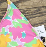 Cotton On Printed Slider Triangle Bikini Top Swim Celeste Floral White Multi S