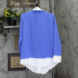 By Stacy London Blazer with Attached Button-Up Shirt Periwinkle Blue Multi M