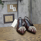 A New Day Serafina Rhinestone Slingback Heels 94661784 Burgundy Red 8M