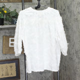 Skye's The Limit Textured Leaf Woven Blouse with Tie Neck White 2X