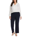 Rafaella Womens Plus Size Curvy Fit Bootcut Pants with Pockets Navy Blue 18W