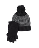 Isotoner Women's Knit Glove and Beanie Gift Set 30736 Black