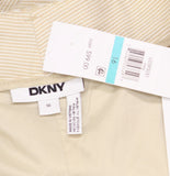DKNY Seersucker High Rise Wide-Leg Pants UD5PS051 Beige Brown 16US