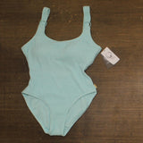 Vince Camuto Womens Textured Scoop Neck Ring One Piece Swimsuit Oasis Blue 8
