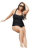 Becca Bandeau Tankini Swim Top with Tie-Back 6543557 Black 2X