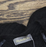 Style & Co. Womens Solid Ribbed Toggle Topper Chunky Knit SC4642501 Black