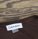 Calvin Klein Womens Scoop Neck Rib Knit Tank Top S55TK65A Toasted Sumac Brown XL