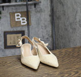 A New Day Womens Milan Pearl Slingback Heels 92611221 Ivory Off White 6.5M