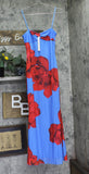 Aqua Womens Floral Mesh Maxi Dress DI11619BL Blue / Red XS