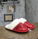 Auden Womens Rae Sequin Scuff Slippers 91639271 Red M (7/8)