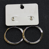 Chico's Drop Dangly Metallic Ring Post Back Earrings Gunmetal Black 1.75"