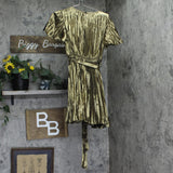Sam Edelman Womens Plisse Waist Mini Dress Tie 89H505-S4 Gold Yellow 4