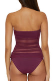 Becca Womens Muse Mixed-Media Bandeau Tankini Top 733557 Aubergine Purple L