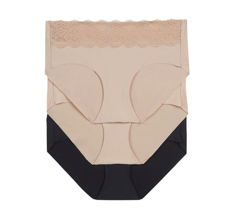 B.tempt'd by Wacoal Womens 3-Pack B. Bare Hipster Panties 970267 Brown Multi XL