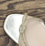 Nina Valeria Rhinestone Knot Demi Wedge Sandals VALERIA-FY Platino Gold 10M
