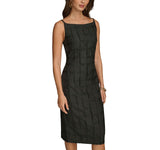 Donna Karan Womens Boat Neck Jacquard Textured Sleeveless Sheath Dress Black 8