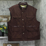 Woolrich X TGT Snap Closure Utility Pocket Fisherman Lined Jacket Vest Brown XL
