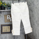 DG2 by Diane Gilman Womens Side Slot Jeans with Side Tie Ivory Off White 16