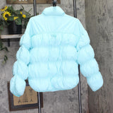 Joylab Loose Fit Mock Turtleneck Double Zipper Puffer Jacket Waterspout Blue L