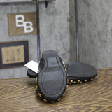 A New Day Womens Channing Studded Slip On Mule Flats Jet Black / Gold 6.5M