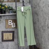 Ny Collection Womens Tie Front Knit Sash Pants PITP0788S Oil Green PL