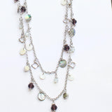 Express Strand Beaded Boho Charm Necklace Silver Gray / Purple Multi 18" + 4"