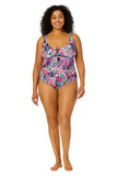 Anne Cole Paisley Parade V-Wire One Piece Swimsuit Paisley Parade Pink Multi 16W