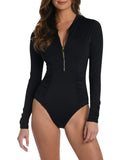 La Blanca Long Sleeve Paddlesuit One Piece Swimsuit LB3ZZ52 Black XS