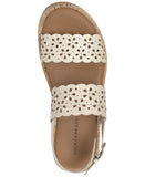 Lucky Brand Womens Elsie Double Band Round Toe Wedge Sandals Bone Brown 6M