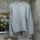INC International Concepts Knit Ribbed Textured Pearl Mock Neck Sweater Gray XL