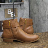 Michael Michael Kors Flat Bootie Logo Hardware Faux Leather Luggage Brown 9.5M