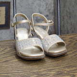 Kenneth Cole Reaction Girls Cinderella Shine Block Heel Sandals Gold Yellow 12